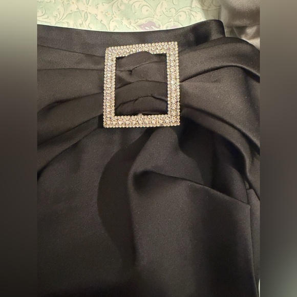 🔥House of CB Naima Black Satin Embellished Ruched Mini Skirt - Picture 5 of 7